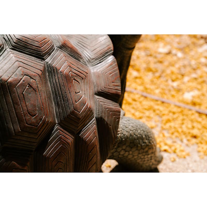 XBrand Brown and Black Concrete/MgO Walking Turtle Statue, Indoor or Outdoor Décor, Garden Décor, Turtle Statuary