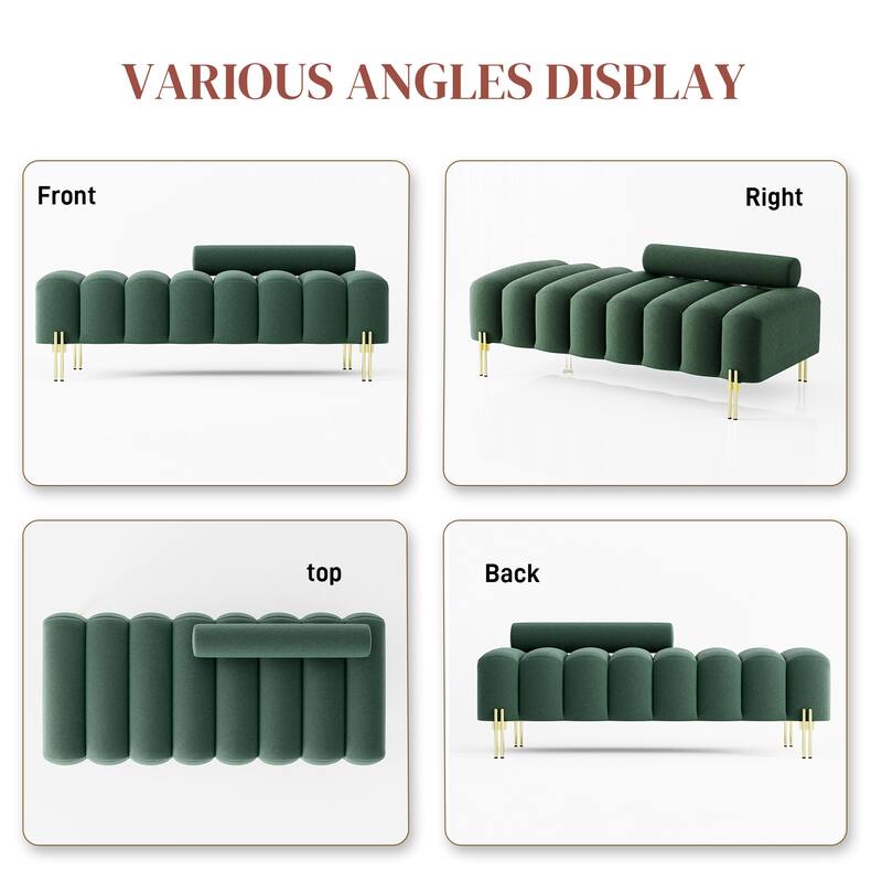 Ouyessir 52.2" Modern Channel Tufted Window Bench with Adjustable Back