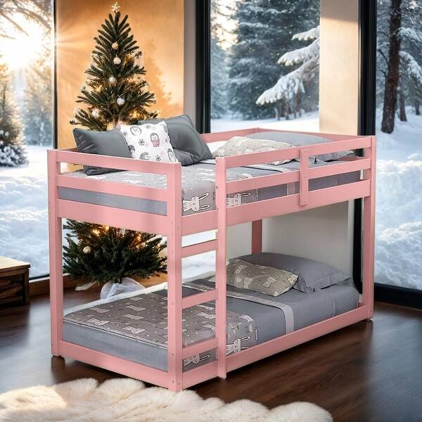 slide 2 of 14, Twin Loft Bed with Ladder & Safety Guaranteed, Pink Pink