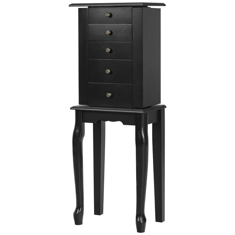 Costway Jewelry Cabinet Storage Chest Standing Organizer Mirror White - See Details - Black