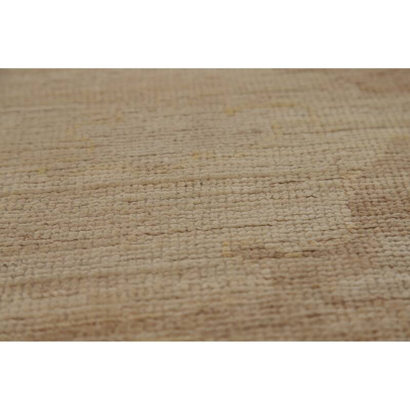 Hand Knotted Oriental 100% Wool Carpet Transitional All-Over Beige & Ivories Oushak Area Rug - 9' 10'' X 7' 11''