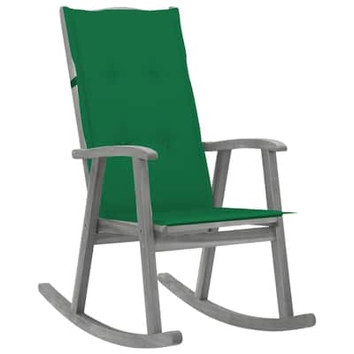 vidaXL Rocking Chair with Cushions Gray Solid Acacia Wood