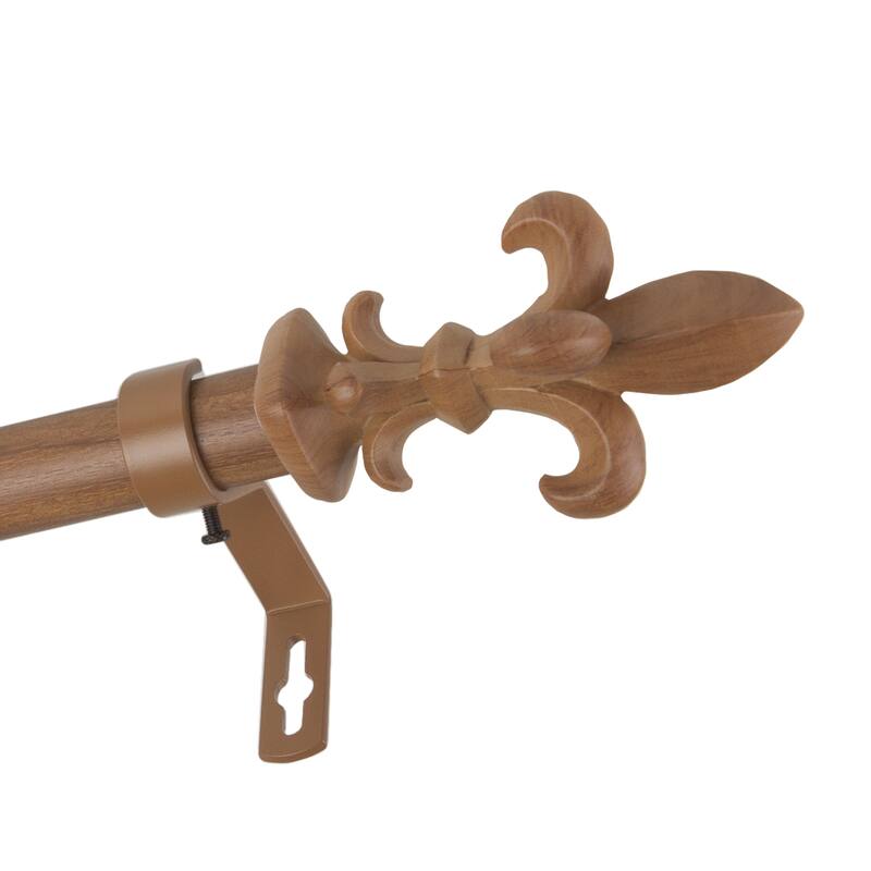 InStyleDesign Easton 1 inch Faux Wood Curtain Rod - 66 to 120 inches - Chestnut