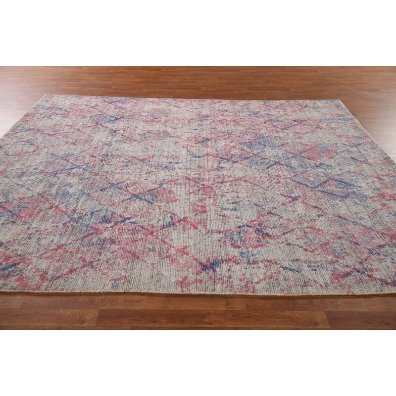 Trellis Abstract Modern Area Rug Handmade Wool Carpet - 8'0"x 10'0"