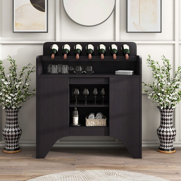 Furniture of America Franz Espresso 3 shelf Buffet with Wine Rack