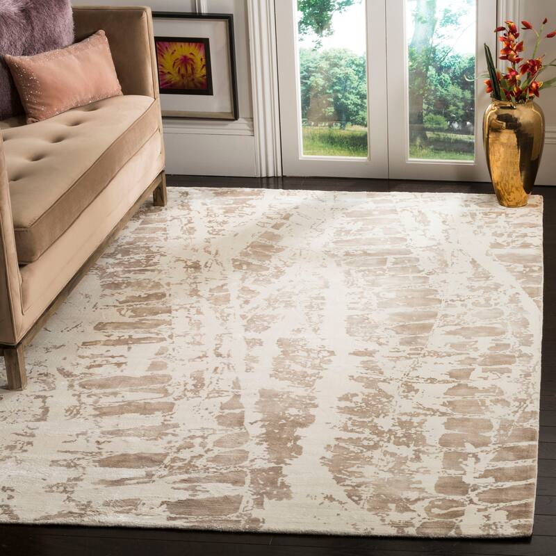 SAFAVIEH Handmade Mirage Zeetje Modern Abstract Viscose Rug - 8' x 10' - Ivory/Brown