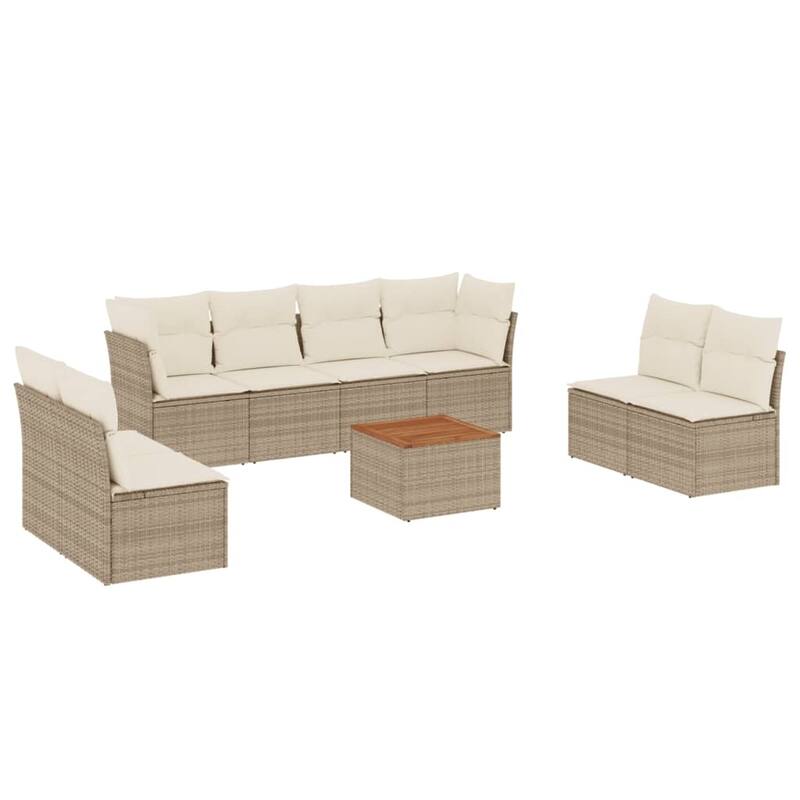 vidaXL Patio Sofa Set with Cushions Outdoor Furniture 9 Piece Poly Rattan - 21.7 x 21.7 x 14.6