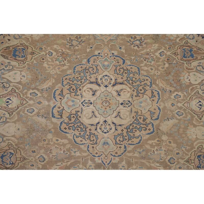Hand Knotted Oriental 100% Wool Carpet Traditional Floral Brown Kashmar Area Rug - 10' 9'' X 7' 11''