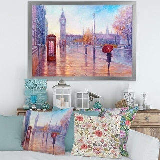 London Big Ben Couple,Umbrella Reproduction Print On Framed Canvas Wall Art London Big Ben Couple,Umbrella Reproduction Print On Framed Canvas Wall Art