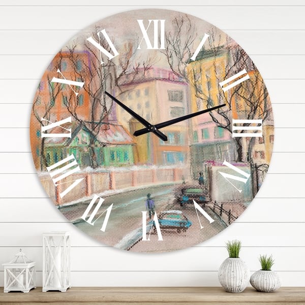 slide 0 of 8, Designart 'Lanes In Moscow City' Traditional wall clock