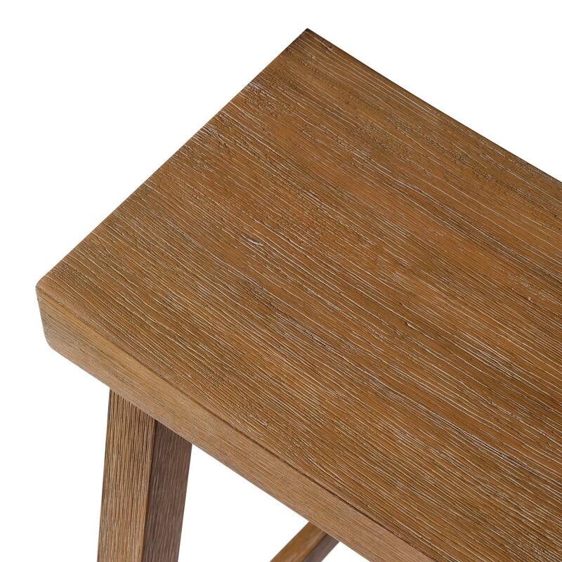 HomeRoots 31" Natural Solid Wood Backless Bar Height Bar Chair