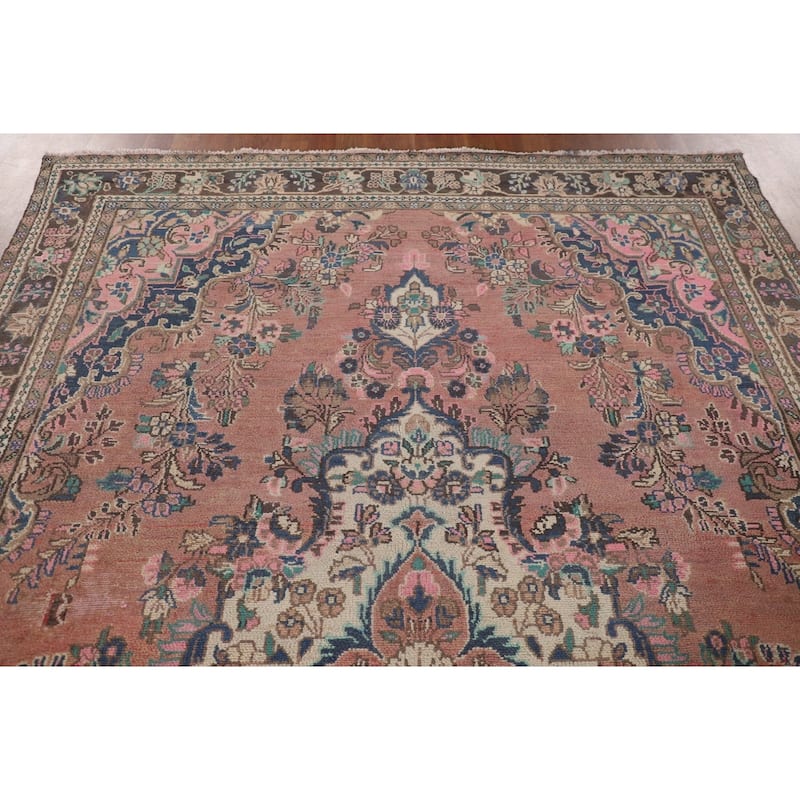 Hamedan Persian Vintage Rug Hand-Knotted Wool Carpet - 6'9"x 10'0"