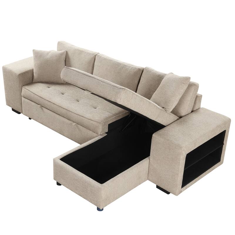 Modern L-Shape 3 Seat Reversible Sectional Couch