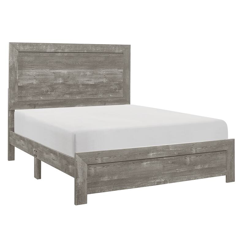 Full Size Wood Panel Bed Frame with Rustic Bed-in-a-Box Packaging