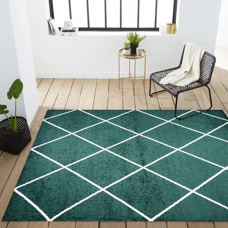 JONATHAN Y Viscon Minimalist Diamond Trellis Area Rug