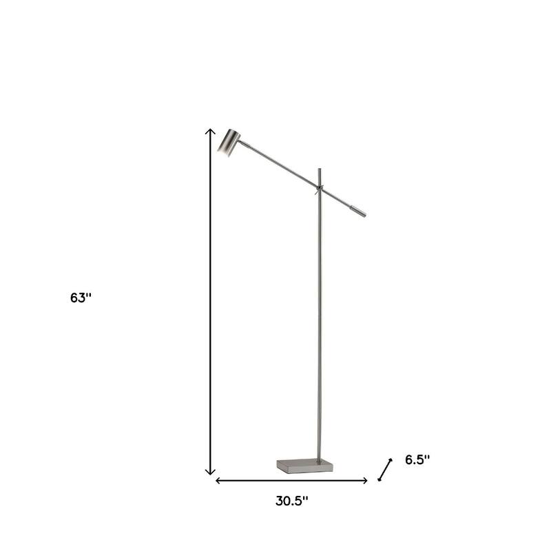 63” Adjustable LED Task Floor Lamp with 3-Way Dimmer Switch and Metal Drum Shade for Living Room - 63”H x 6.5”W x 30.5”D