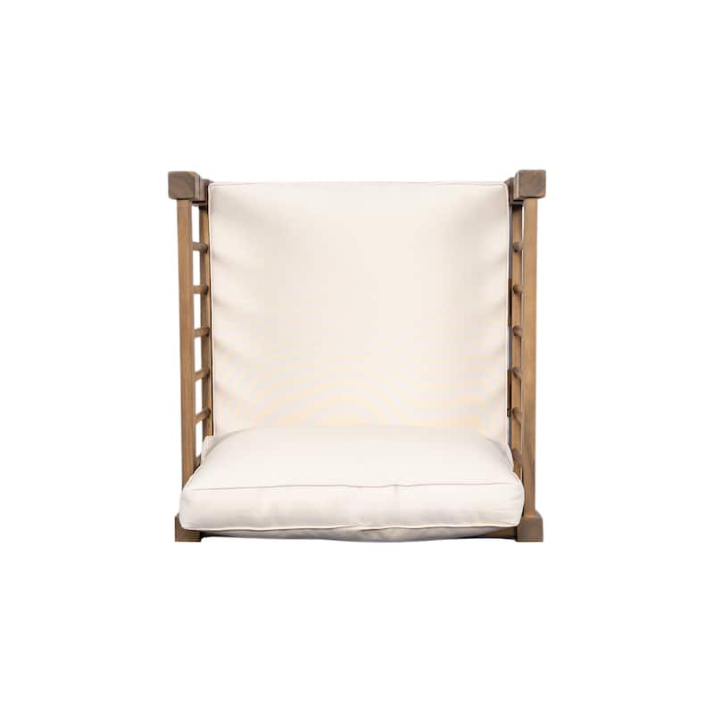 Scott Living Darla 4 Piece Outdoor Sleek Acacia Wood Seating Set with Water-Resistant Cushion