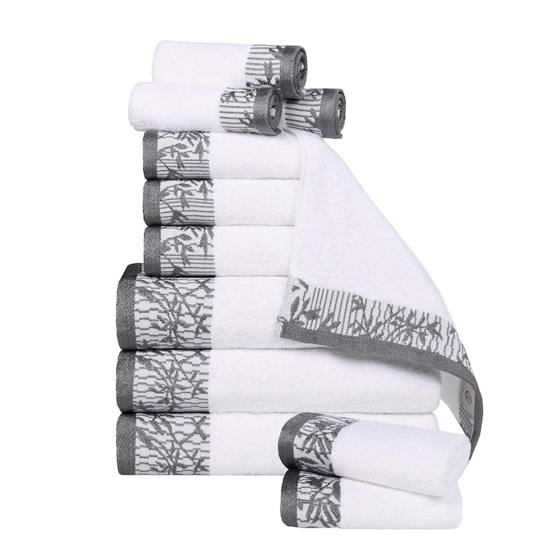 Superior Wisteria Cotton Floral Jacquard 12 Piece Bathroom Towel Set