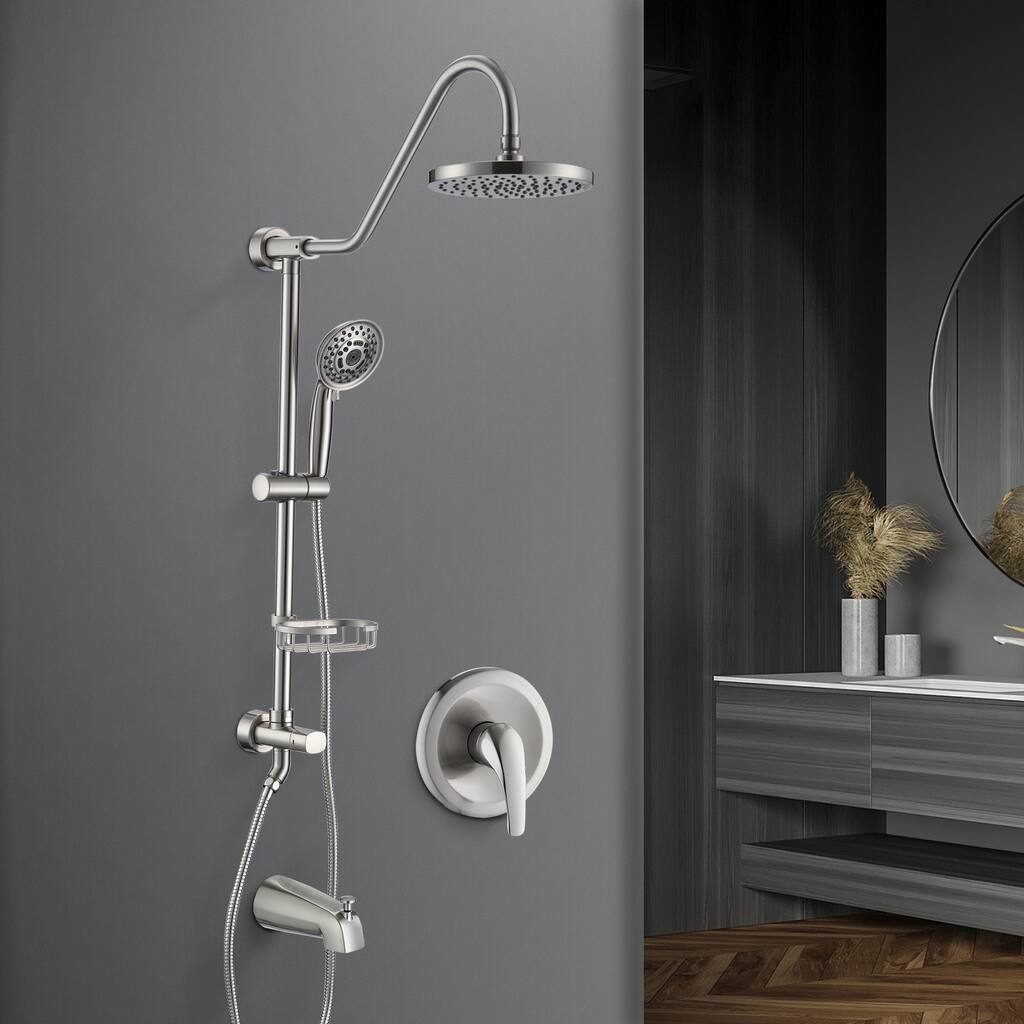 PROOX 8 inch Rainfall Shower Head Tub Faucet Spout and Shower Handheld w/ Soap Dish (Valve Included)