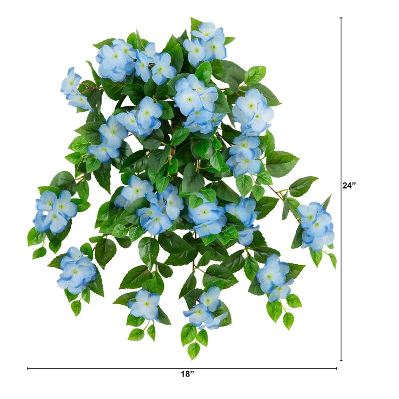 24-in UV Resistant Artificial Hydrangea Hanging Plant - Set of 2