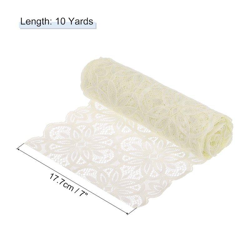 Lace Ribbon 7 Inch Lace Flower Trim for Craft Gift Wrappers Wedding - Pure White - 10 Yard