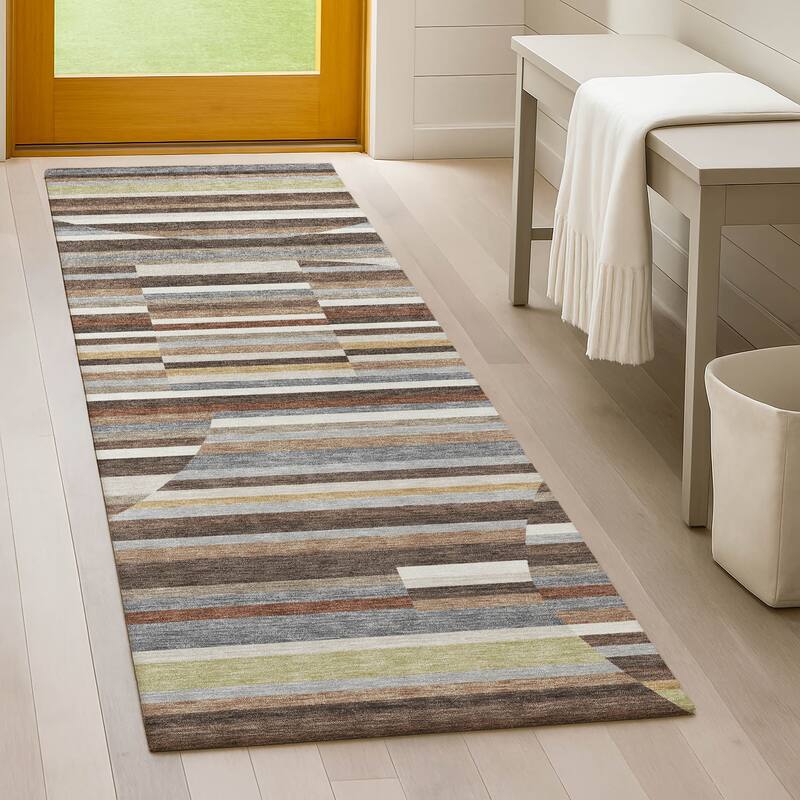 Machine Washable Indoor/ Outdoor Modern Cokedale Chantille Rug