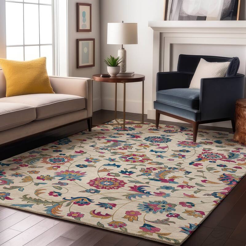 Premium Washable Super Soft Traditional Evie Mayfield Rug - Linen - 2'6" x 3'10"