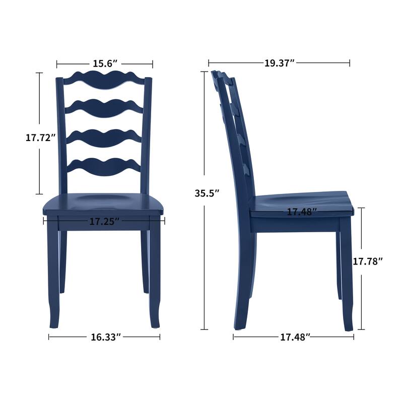Distressed 17"W Wooden Ladder Back Dining Chairs