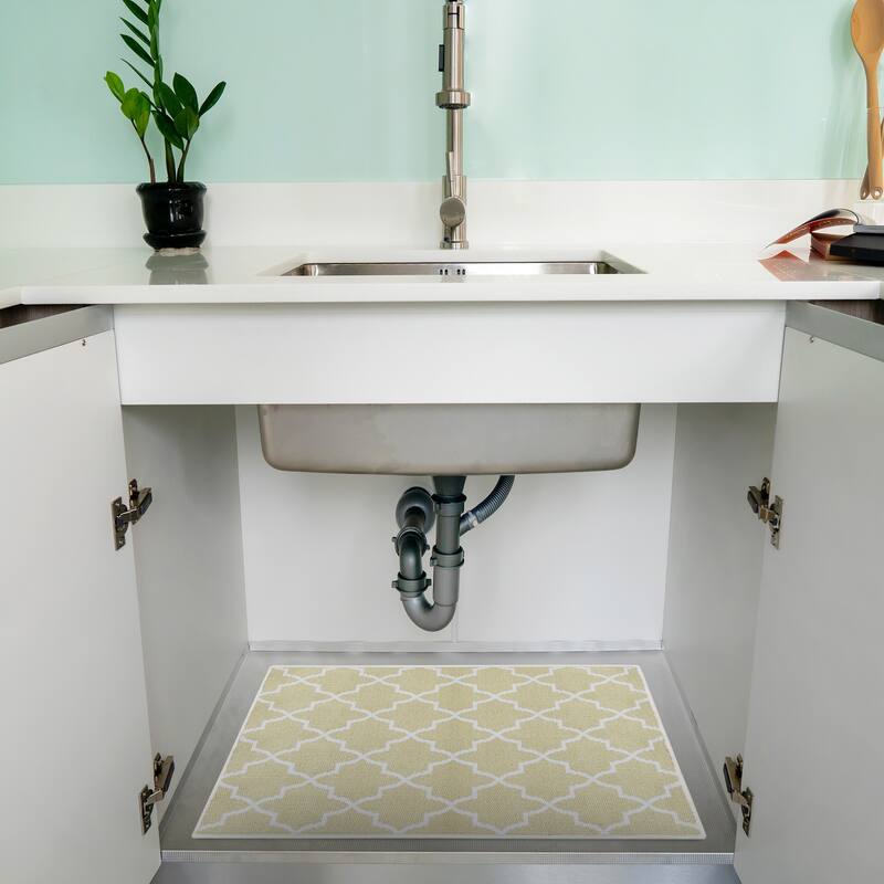 Under Sink Mat - Ultra-Absorbent Cotton Shelf Liners For Kitchen Cabinets - 2X3 feet - Banana Cream Yellow