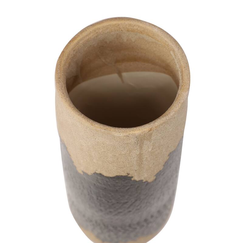 Black Porcelain Vase with Terracotta Details