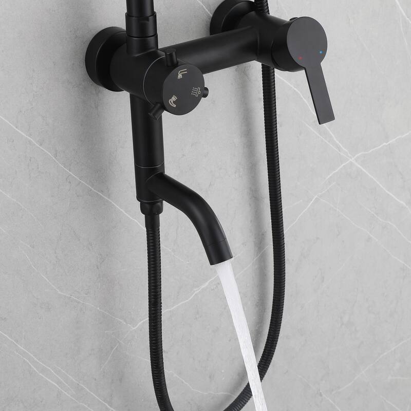 51"H 3-Function 304 Stainless Steel Wall-Mounted Outdoor Shower System