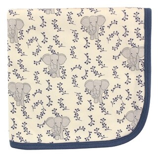 Touched by Nature Baby Boy Organic Cotton Swaddle, Receiving and Multi-purpose Blanket, Blue Elephant, One Size