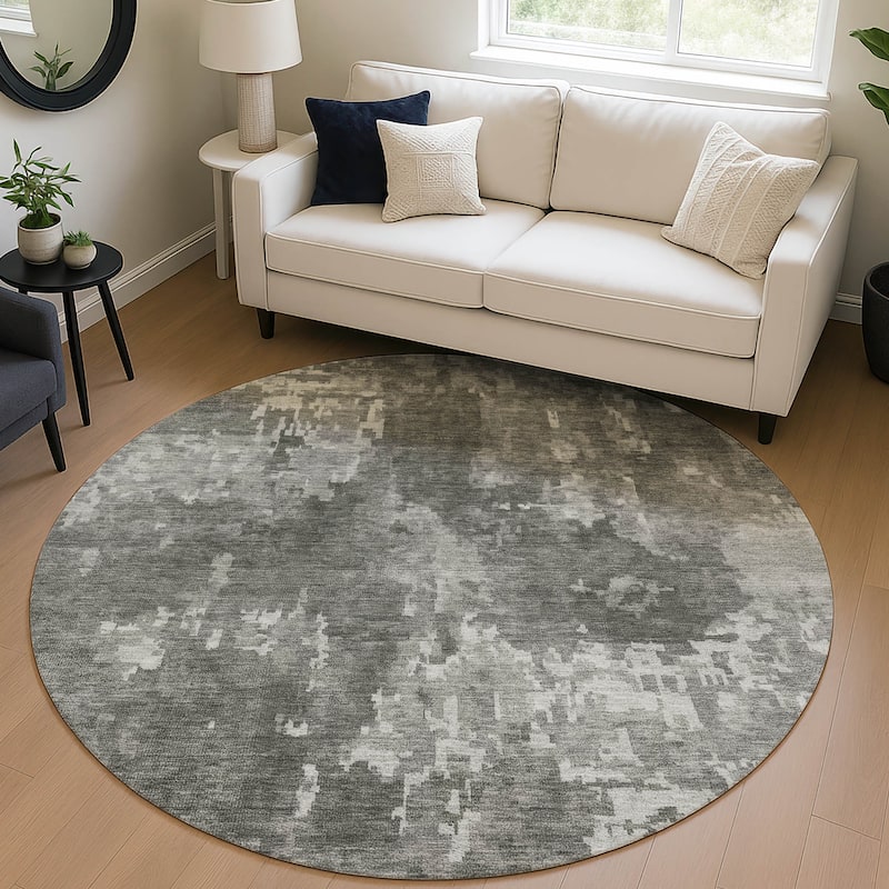 Machine Washable Indoor/ Outdoor Ombre Abstract Chantille Rug