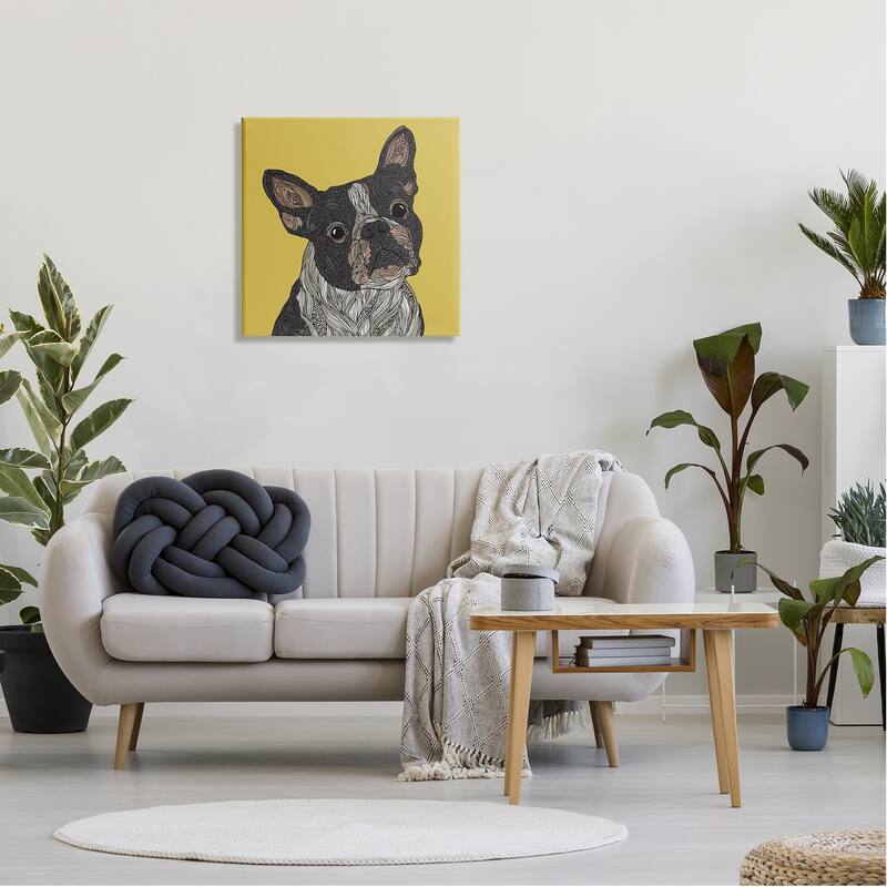 Stupell French Bulldog Detailed Geometric Fractal Shapes Botanicals Canvas Wall Art, Design by Valentina Harper