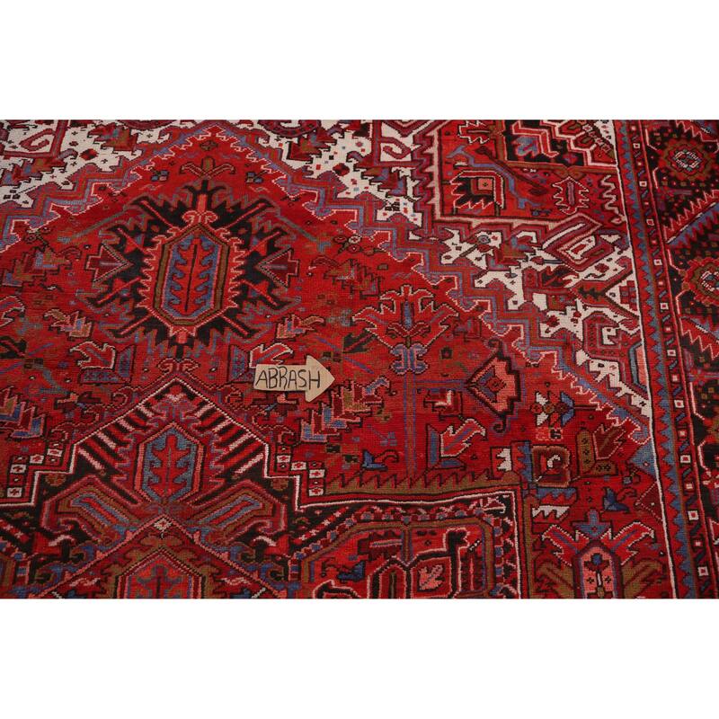 Hand Knotted Oriental 100% Wool Carpet Traditional Medallion Red Heriz Area Rug - 12' 1'' X 9' 9''