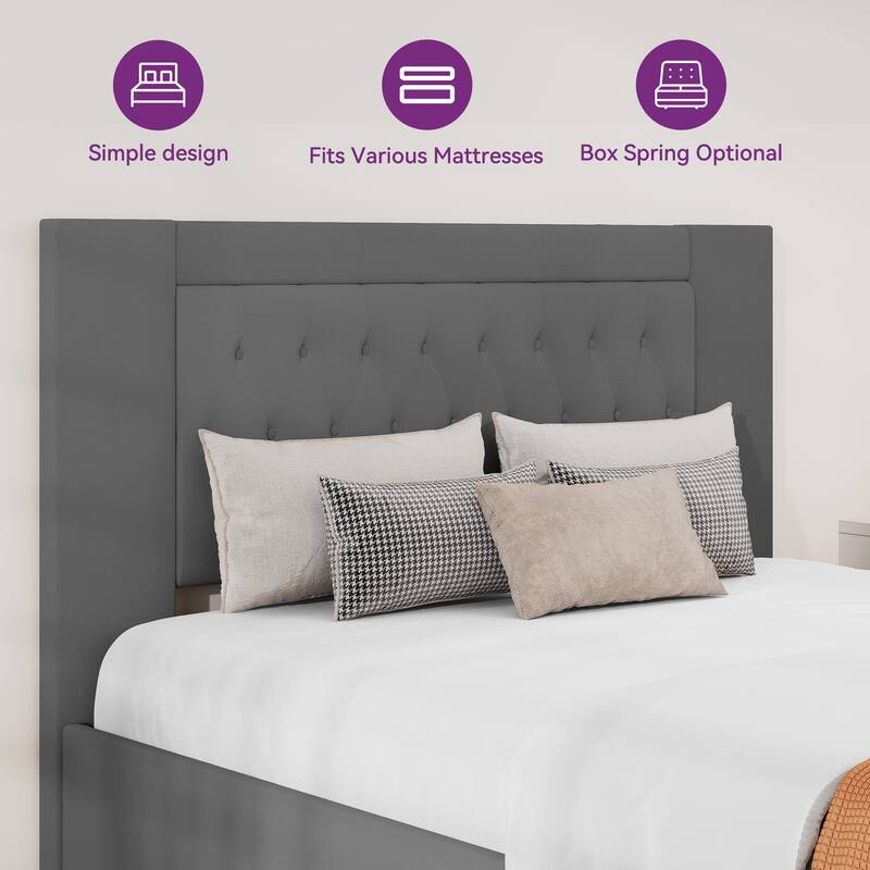Velet Upholstered Headboard Storage Bed Frame