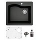 preview thumbnail 30 of 59, Karran Drop-In Quartz Composite 25 in. Single Bowl Kitchen Sink Kit Black
