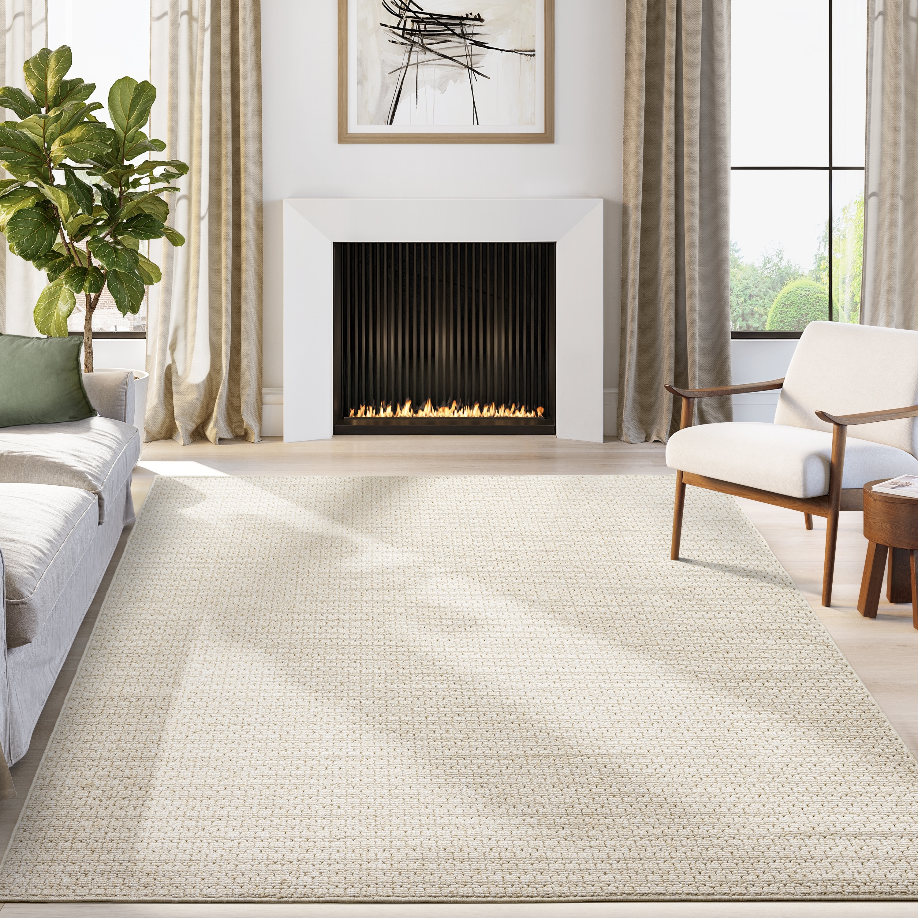 Abani Rugs Luca LUC100A Solid Texture Cream Area Rug
