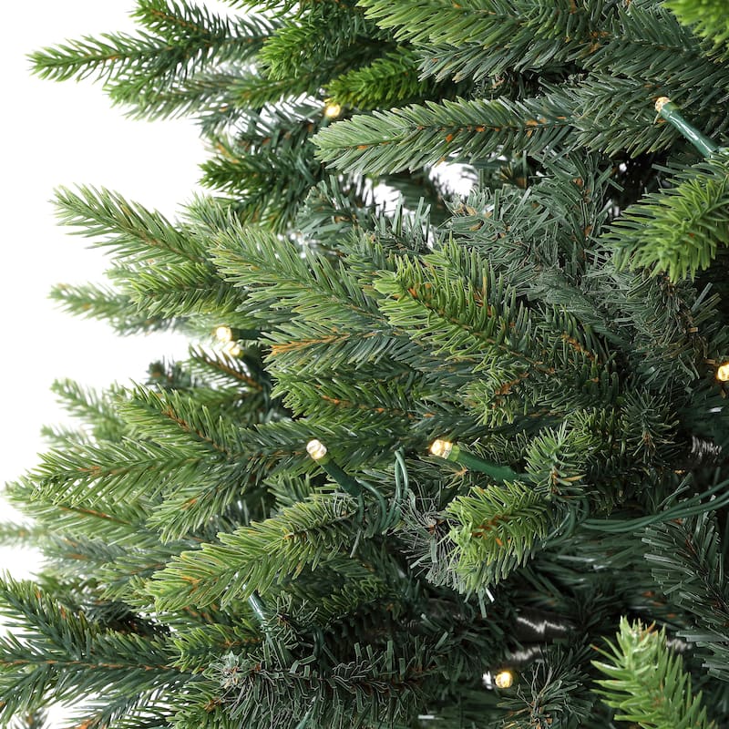 SAFAVIEH 7.5 Ft, Green, Pre-Lit Artificial Christmas Tree - 60"W x 60"D x 90"H