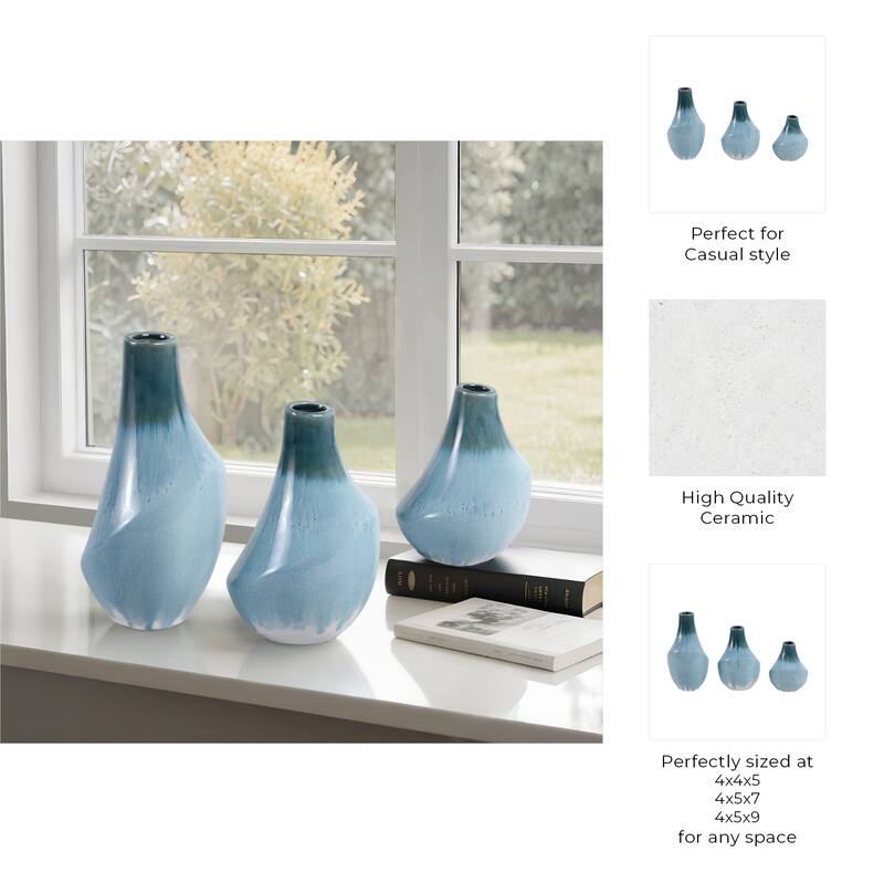 Stoneware Decorative Vases Sleek Silhouettes Modern Glam (Set of 3)