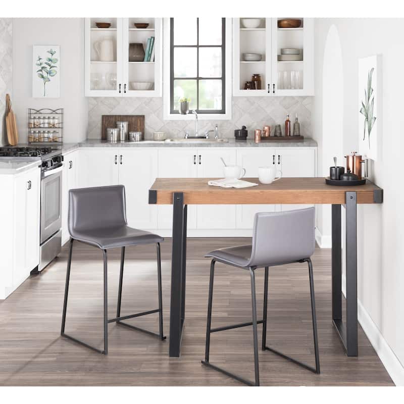 Porch & Den Mara Upholstered Counter Stool in Black Metal (Set of 2) - N/A