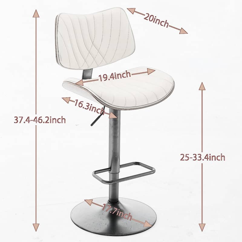 Ergonomic Barstools Adjusatble Swivel Bar Chairs Set of 2 with Walnut Bentwood Frame, Faux Leather Seat and Backrest