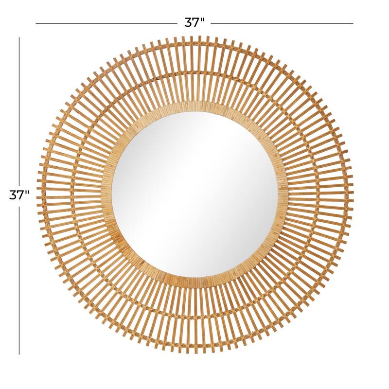 Bamboo Wood Starburst Handmade Stick Wall Mirror - Cream or Brown - Roche River Decor