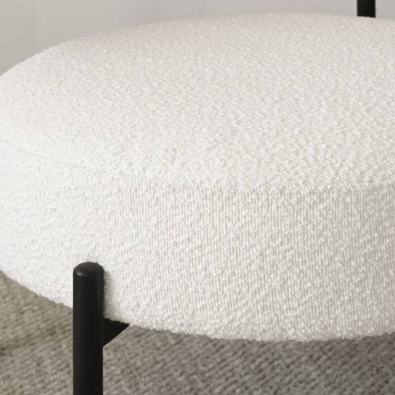 Boucle Upholstered Accent Chair with Rattan Back