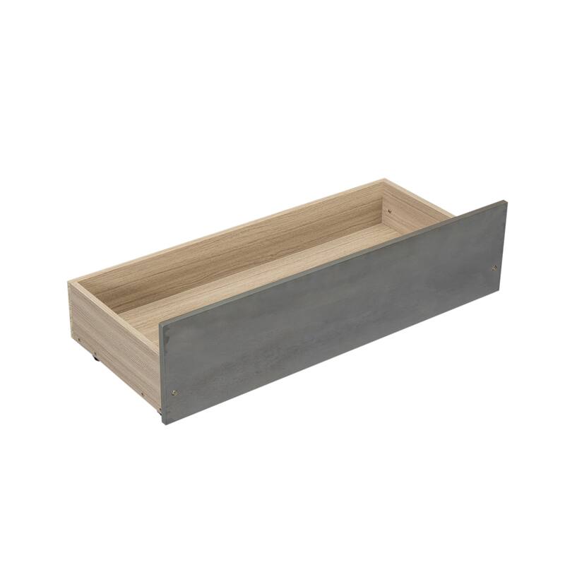 Twin over Full Solid Wood Bunk Bed Slat Support Full Length Guardrail Up Bed Separable Bed Frame with Drawer or Trundle