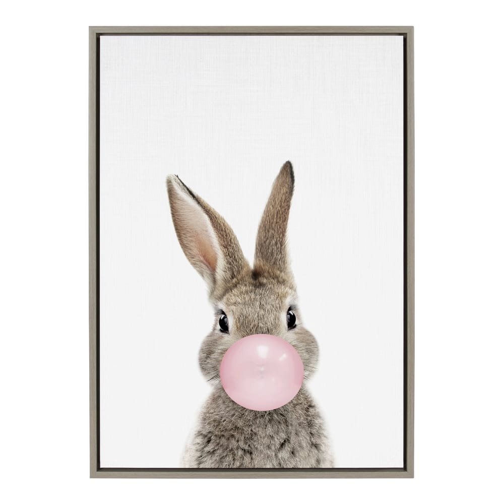 Kate and Laurel Sylvie Bubblegum Bunny Framed Canvas By Amy Peterson