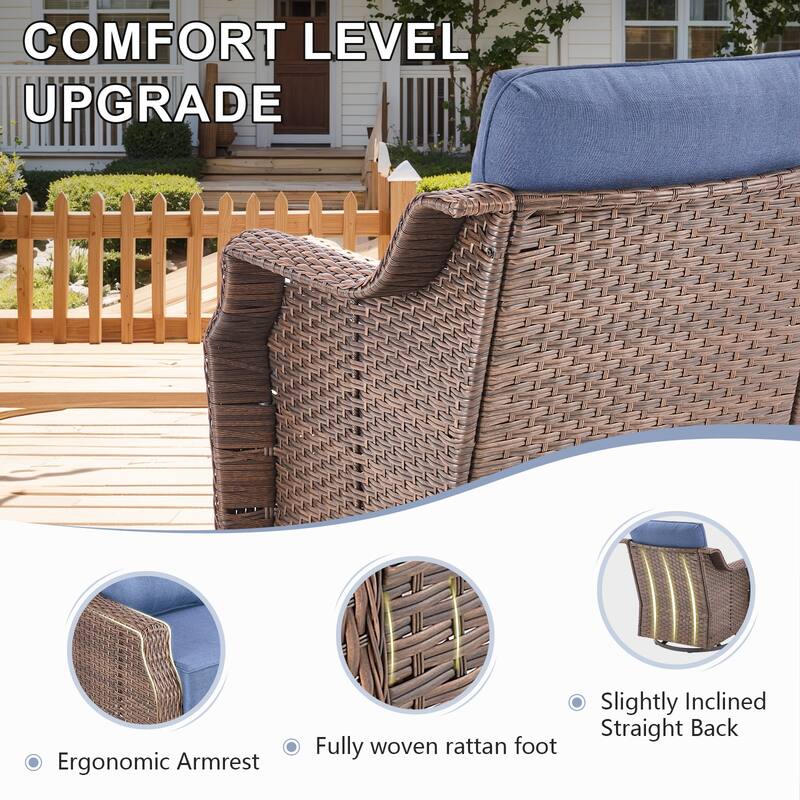 Gymojoy 6-Piece Wicker Patio Swivel Glider Chairs Set, 6-Inch Ultra Thick Cushioned