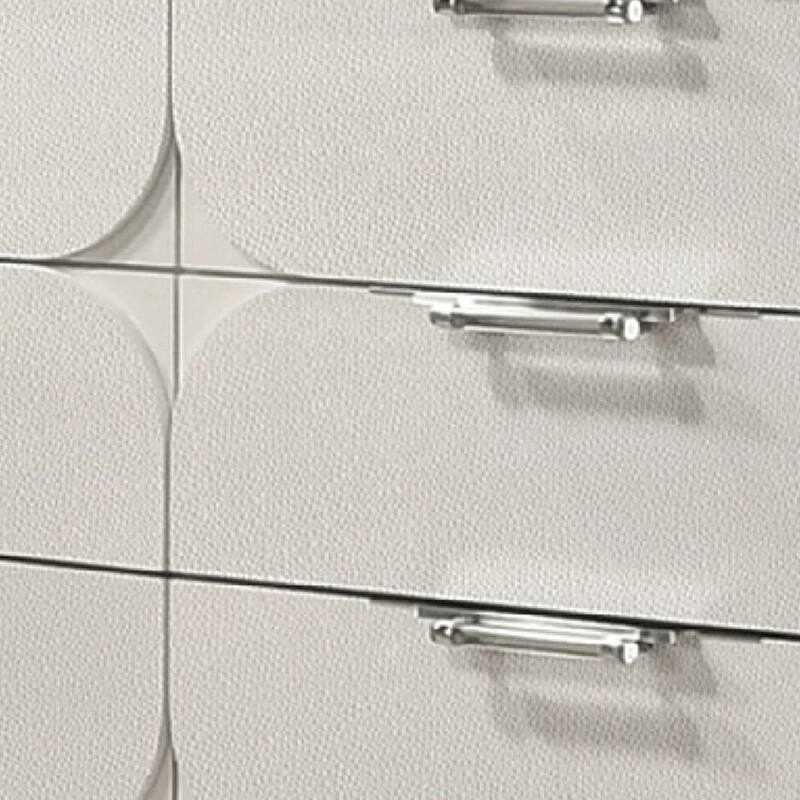 Dima 6 Drawer Wide Dresser, Pearl White Solid Wood with Acrylic Hardware