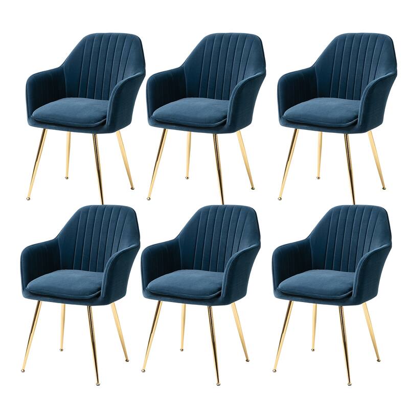 AVAWING Upholstered Dining Chair (Set of 6) Velvet Accent Arm Chair - Blue