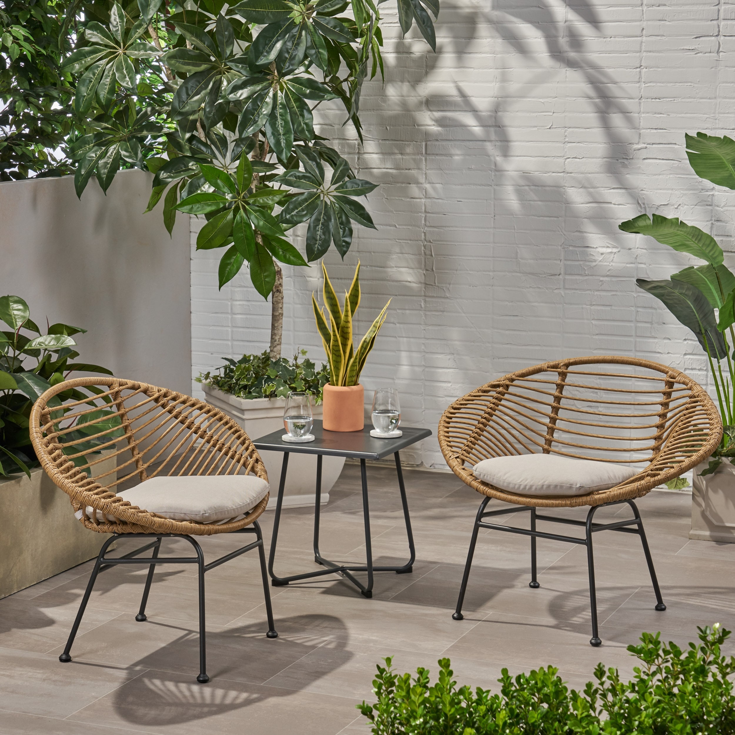 2 Piece Classic Outdoor Patio Lounge Chair Set, High Comfort for Multiple Scenarios